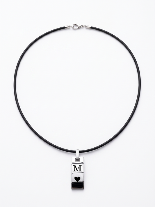 Kette mit Edelstahlplatte am Kautschukband