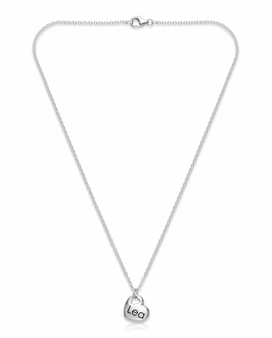 Cordis Herzkette Silber mit Gravur, 55 cm