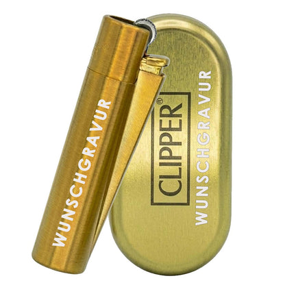 Clipper Feuerzeug Metal Gold mit Gravur