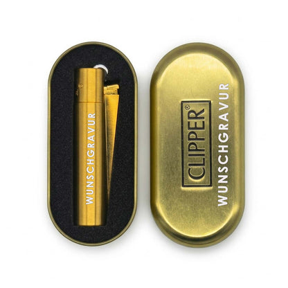 Clipper Feuerzeug Metal Gold mit Gravur
