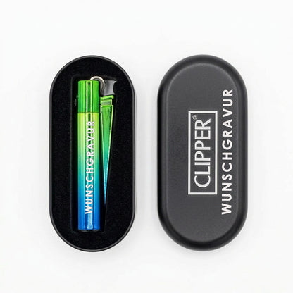 Clipper Feuerzeug Metal Peacock mit Gravur