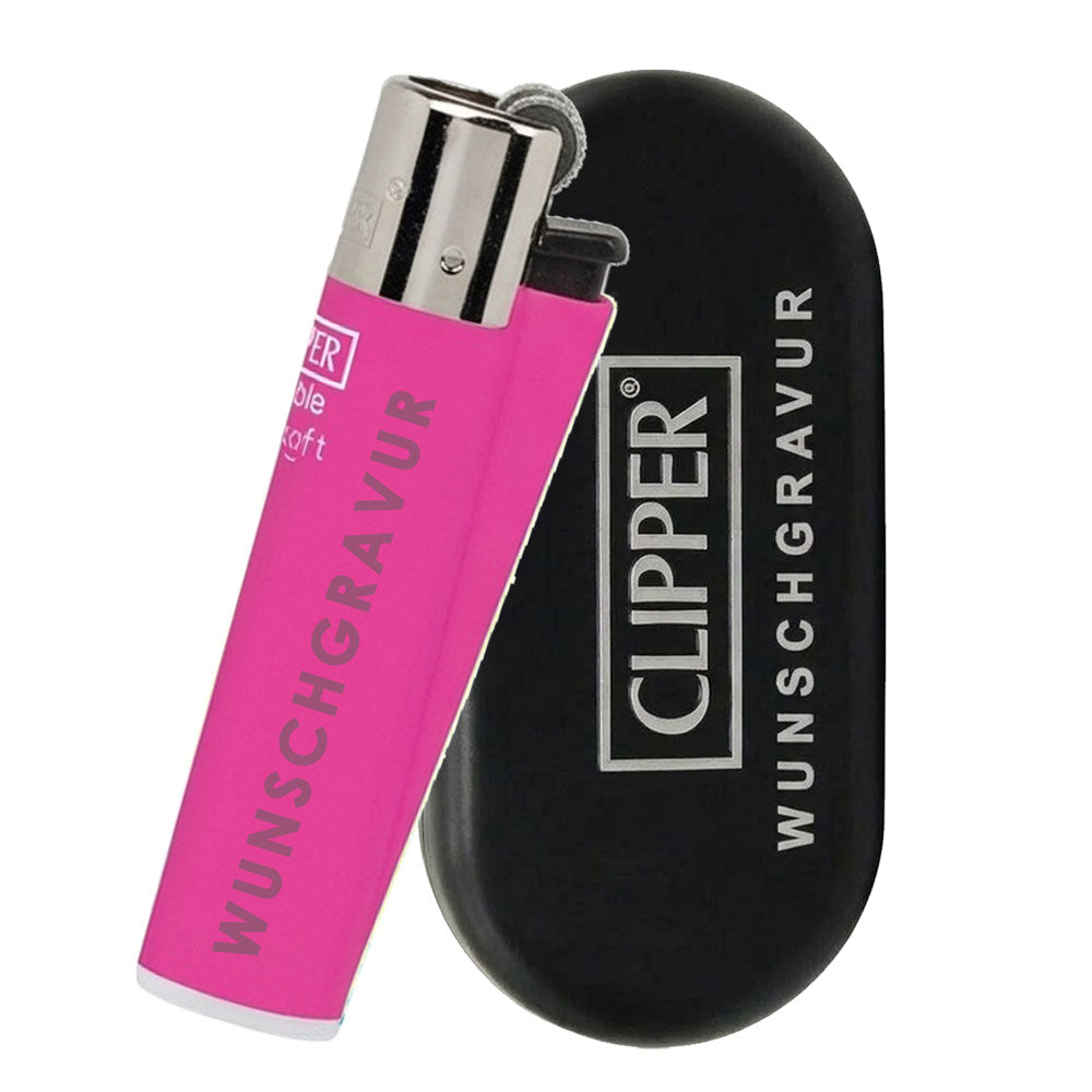 Clipper Micro Soft Touch Fluo Feuerzeug mit Gravur