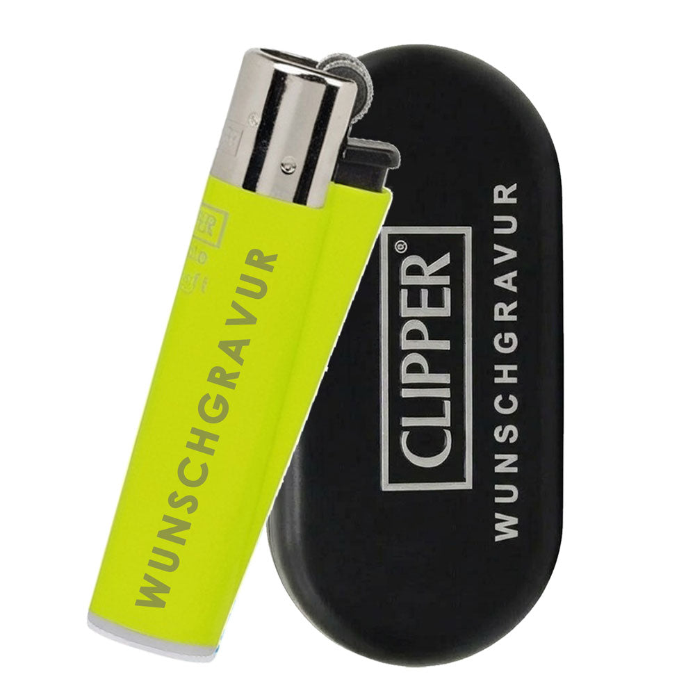 Clipper Micro Soft Touch Fluo Feuerzeug mit Gravur