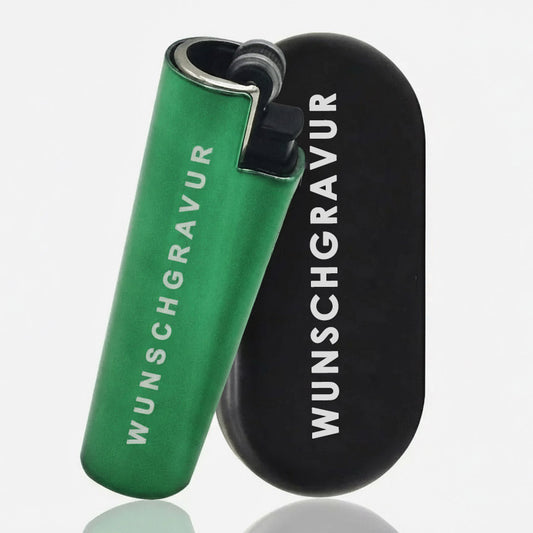Clipper Feuerzeug mit Gravur – Personalisierbares Geschenk für Männer & Frauen – Individuelles Feuerzeug als Geburtstagsgeschenk, Jahrestag, (Grün)