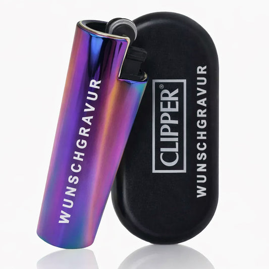Clipper Feuerzeug mit Gravur – Personalisierbares Geschenk für Männer & Frauen – Individuelles Feuerzeug als Geburtstagsgeschenk, Jahrestag, (Rainbow-Optik)