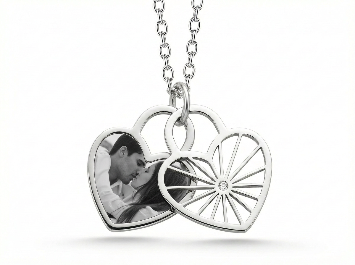 Herz Fotoanhänger mit Bildgravur