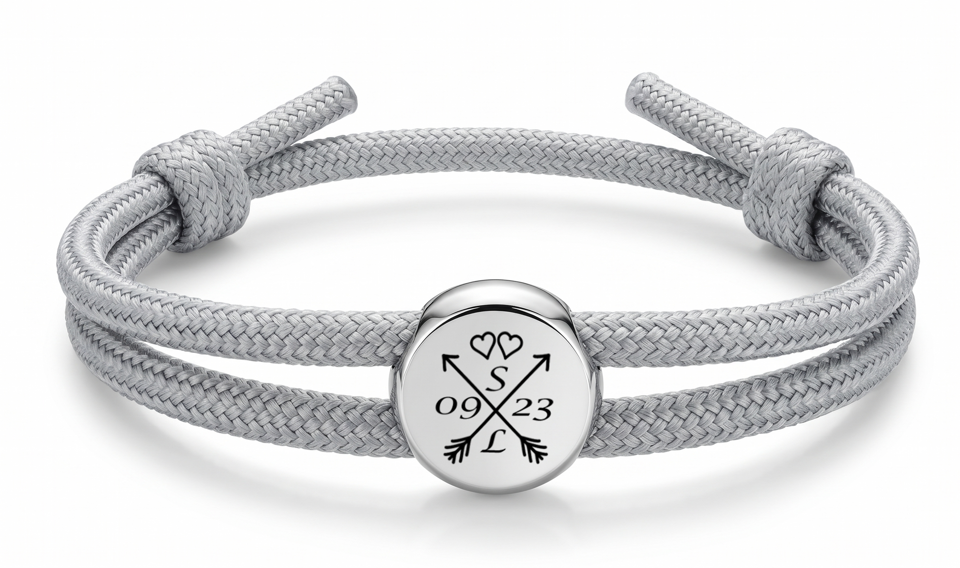 Segeltau-Armband hellgrau mit Gravurmotiv