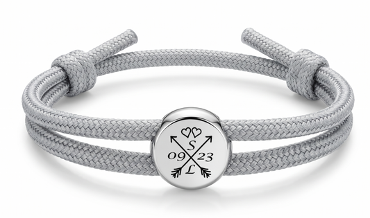 Segeltau-Armband hellgrau mit Gravurmotiv