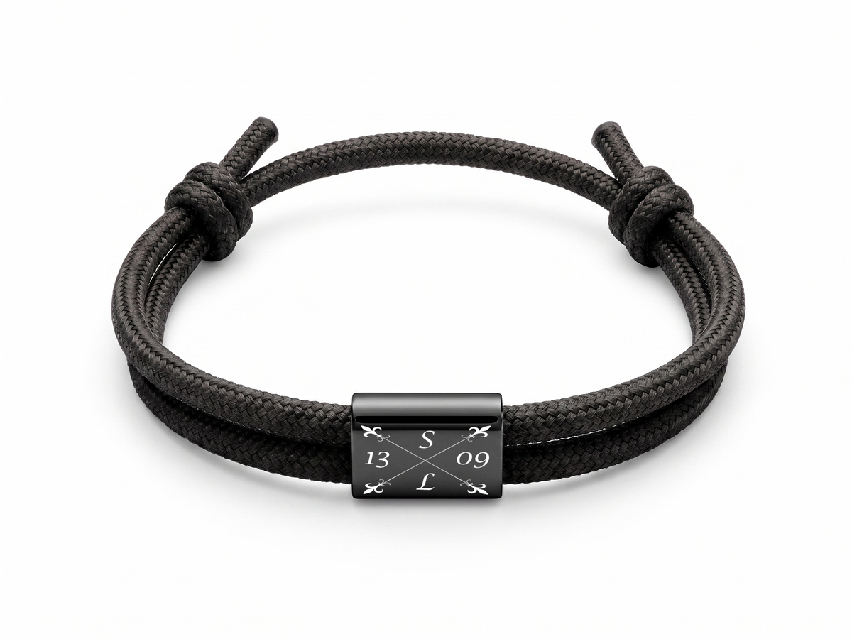 Segeltau-Armband mit Gravur | Rechteckplatte | Verstellbar, drei Farben