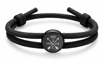 Segeltau-Armband schwarz mit Gravurmotiv