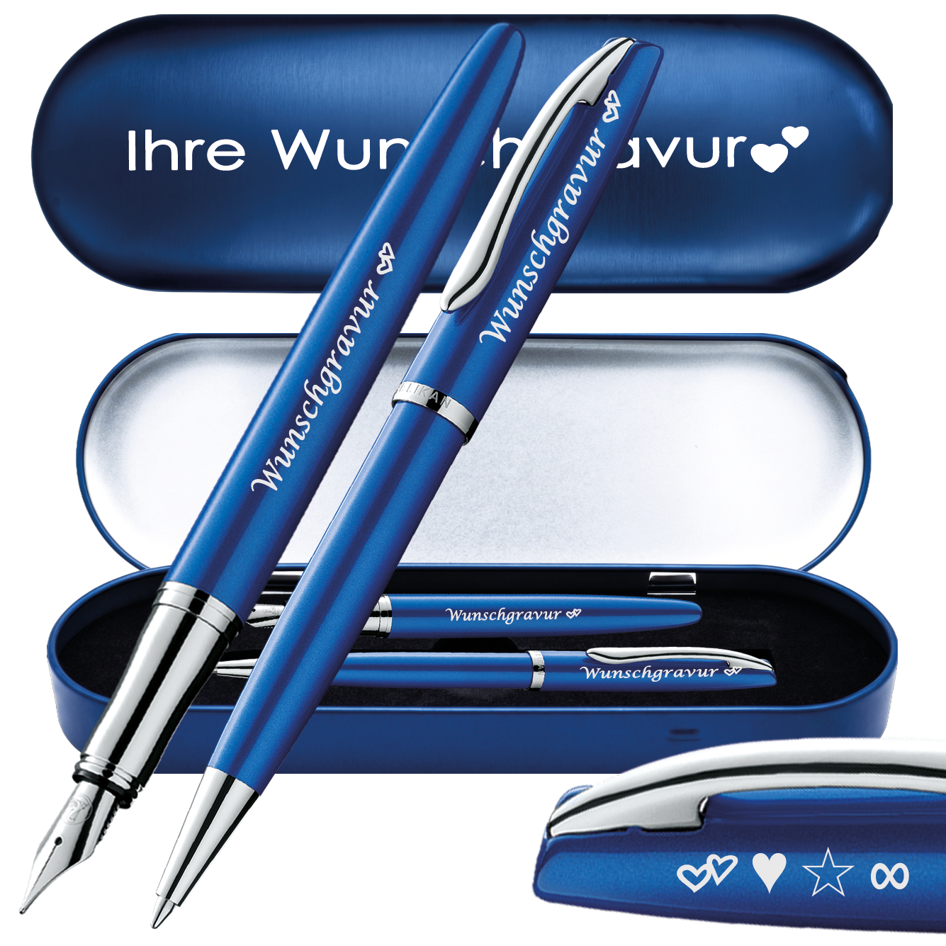Pelikan Füller und Kugelschreiber Jazz Noble Elegance Set mit Gravur inklusive Stiftetui