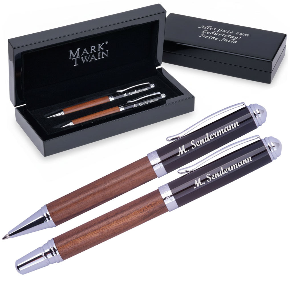 Mark Twain Holz Schreibset LORENZO mit Gravur