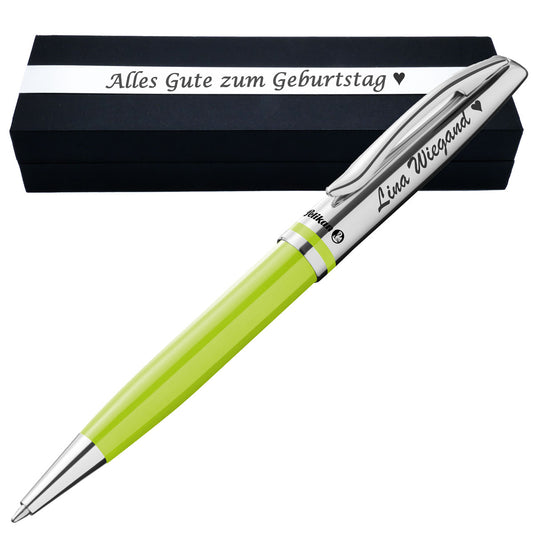 Personalisierter Pelikan Jazz K35 Lemon Kugelschreiber im Geschenkset mit Gravur