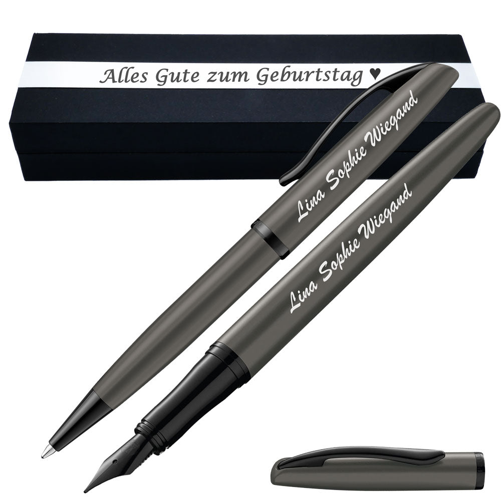 Pelikan Schreibset Füllhalter & Kugelschreiber Jazz Noble Elegance Stone mit Gravur – längliche Gravurfläche