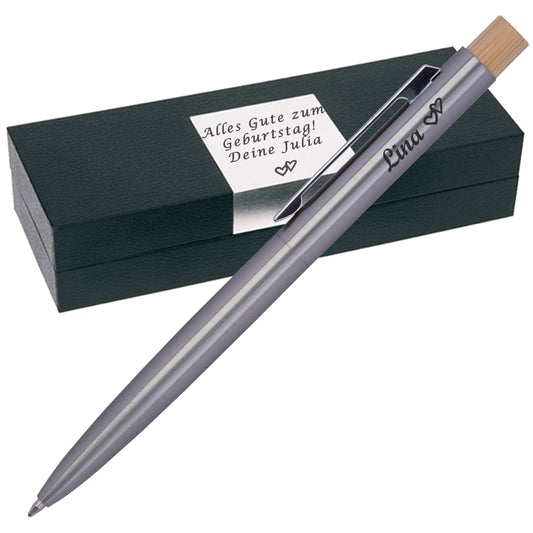 Recycelter Edelstahl Kugelschreiber SAVANNAH mit Gravur