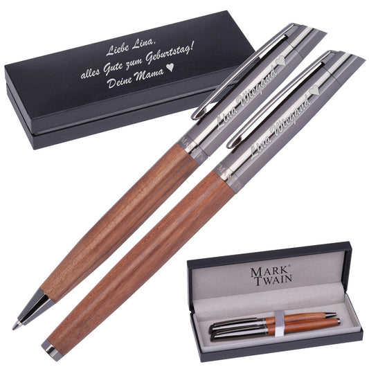 Mark Twain Schreibset KATRINA aus Holz mit Gravur & Geschenkbox