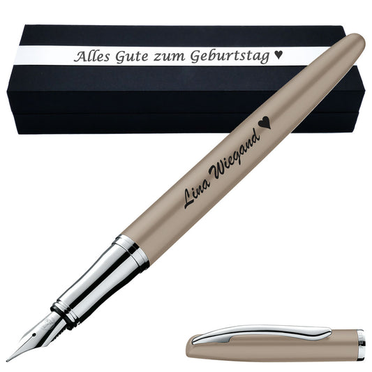 Pelikan Füllhalter Jazz Noble Elegance P36 Taupe mit Gravur inkl. Geschenkbox mit Gravur