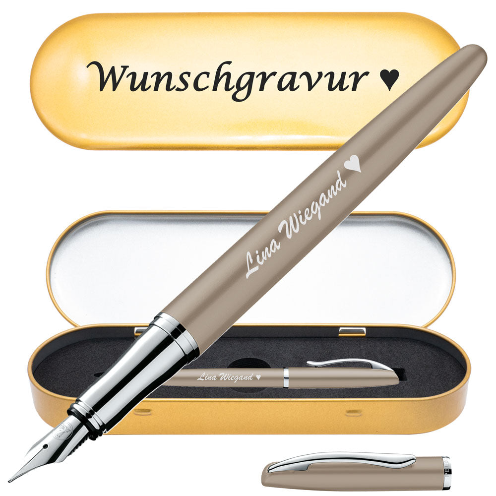 Pelikan Füllhalter Jazz Noble Elegance P36 Taupe mit Gravur inkl. Geschenkbox mit Gravur