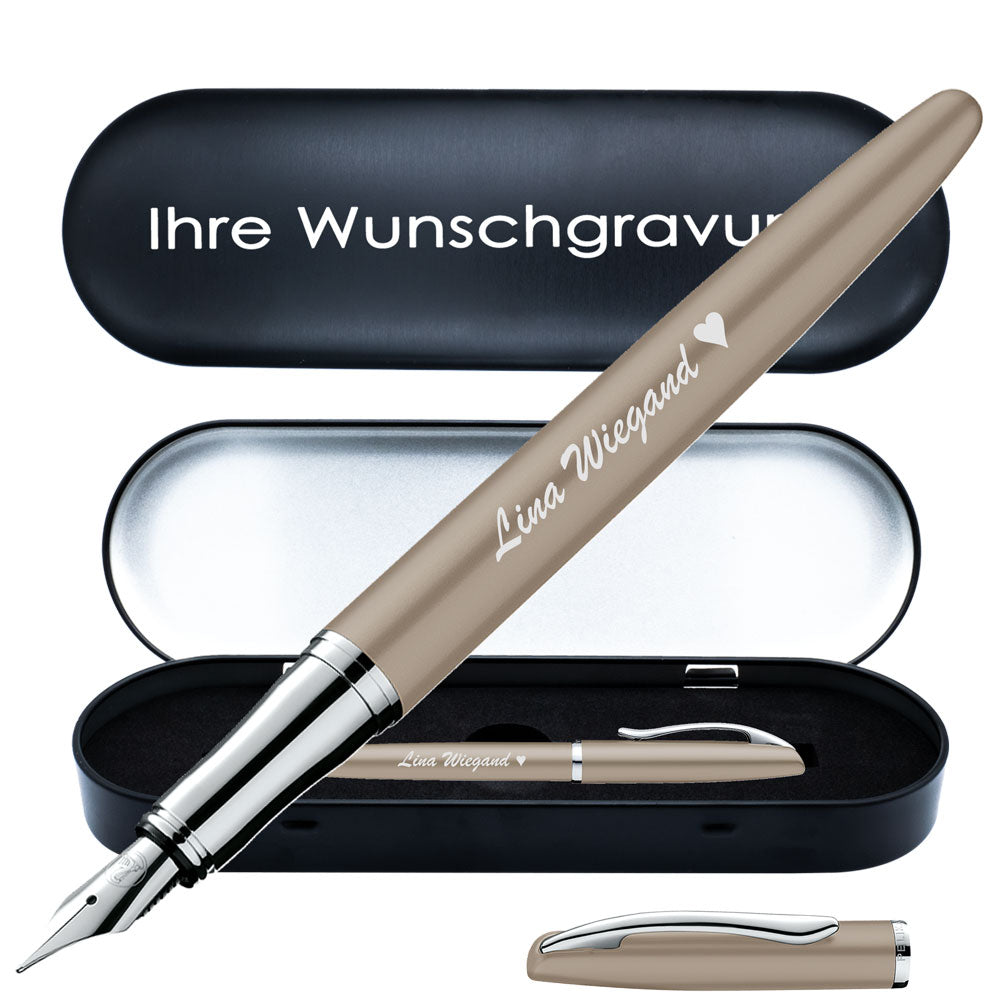 Pelikan Füllhalter Jazz Noble Elegance P36 Taupe mit Gravur inkl. Geschenkbox mit Gravur
