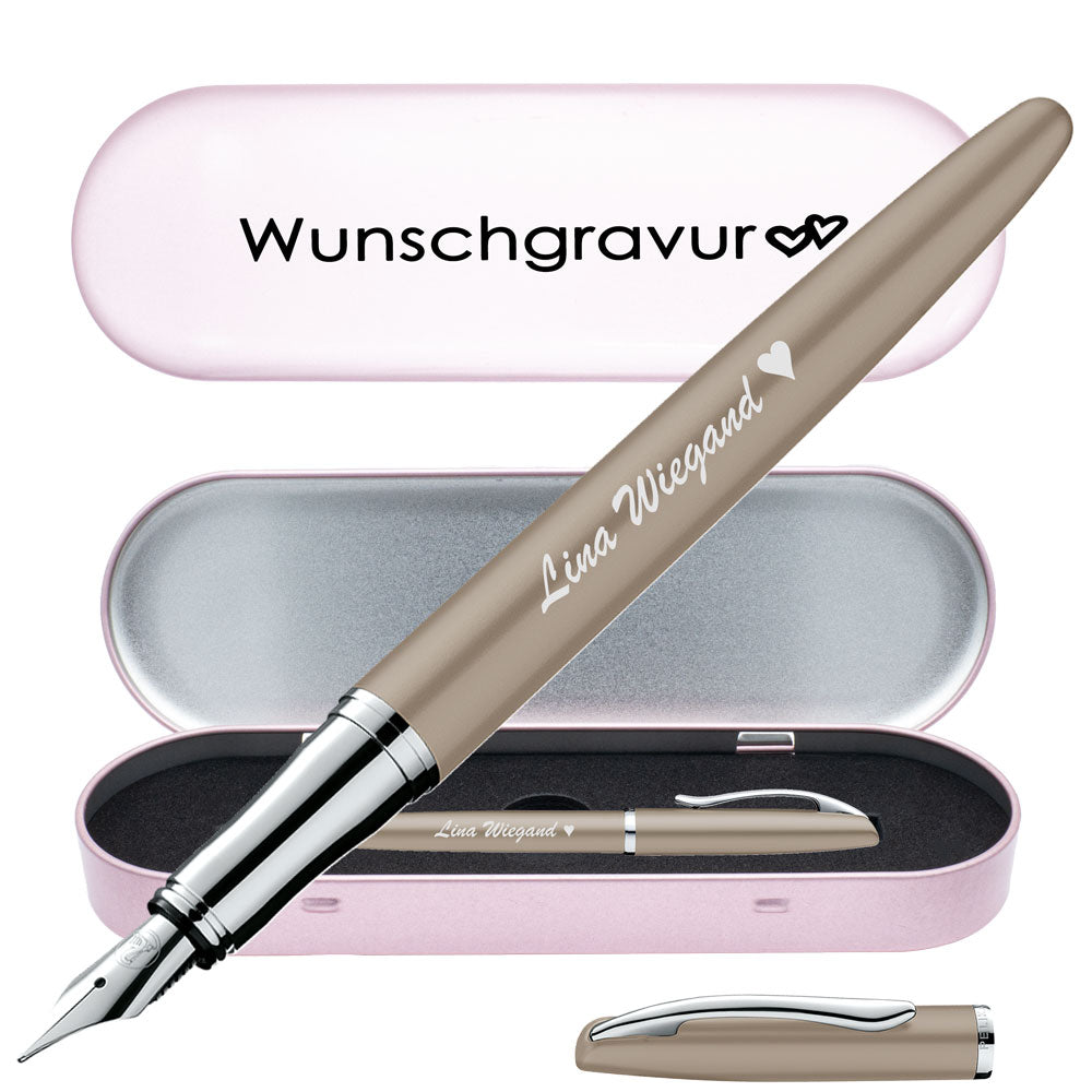 Pelikan Füllhalter Jazz Noble Elegance P36 Taupe mit Gravur inkl. Geschenkbox mit Gravur