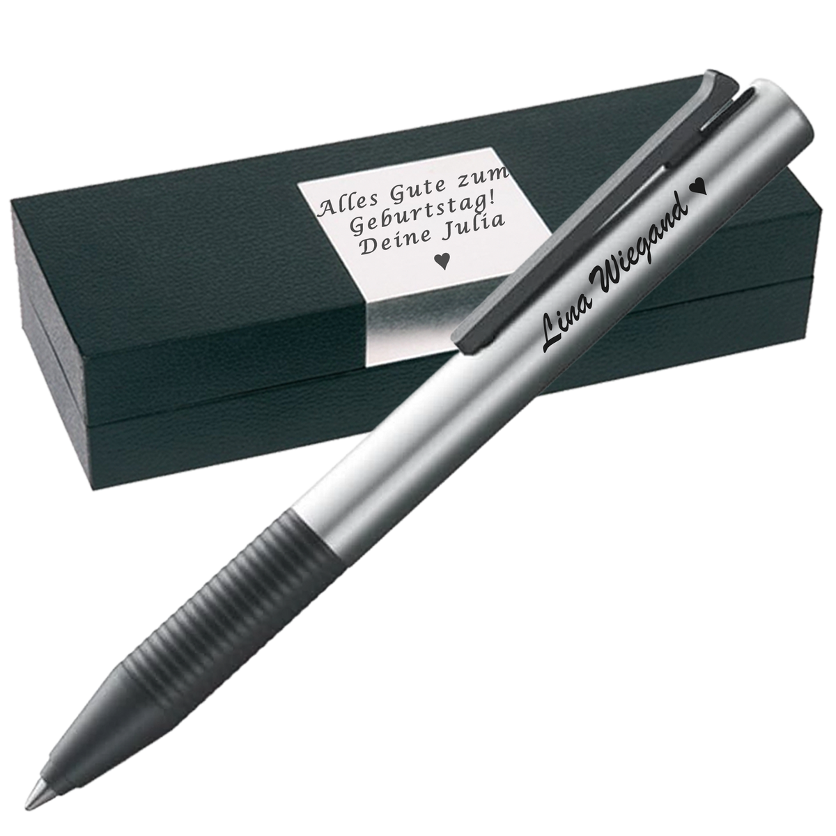 Tintenroller silber mit Gravur und Geschenkbox 1