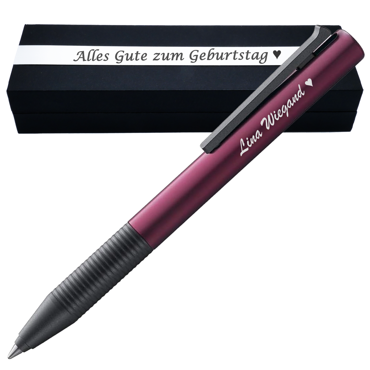 Tintenroller dunkelviolett mit Gravur und Geschenkbox 2