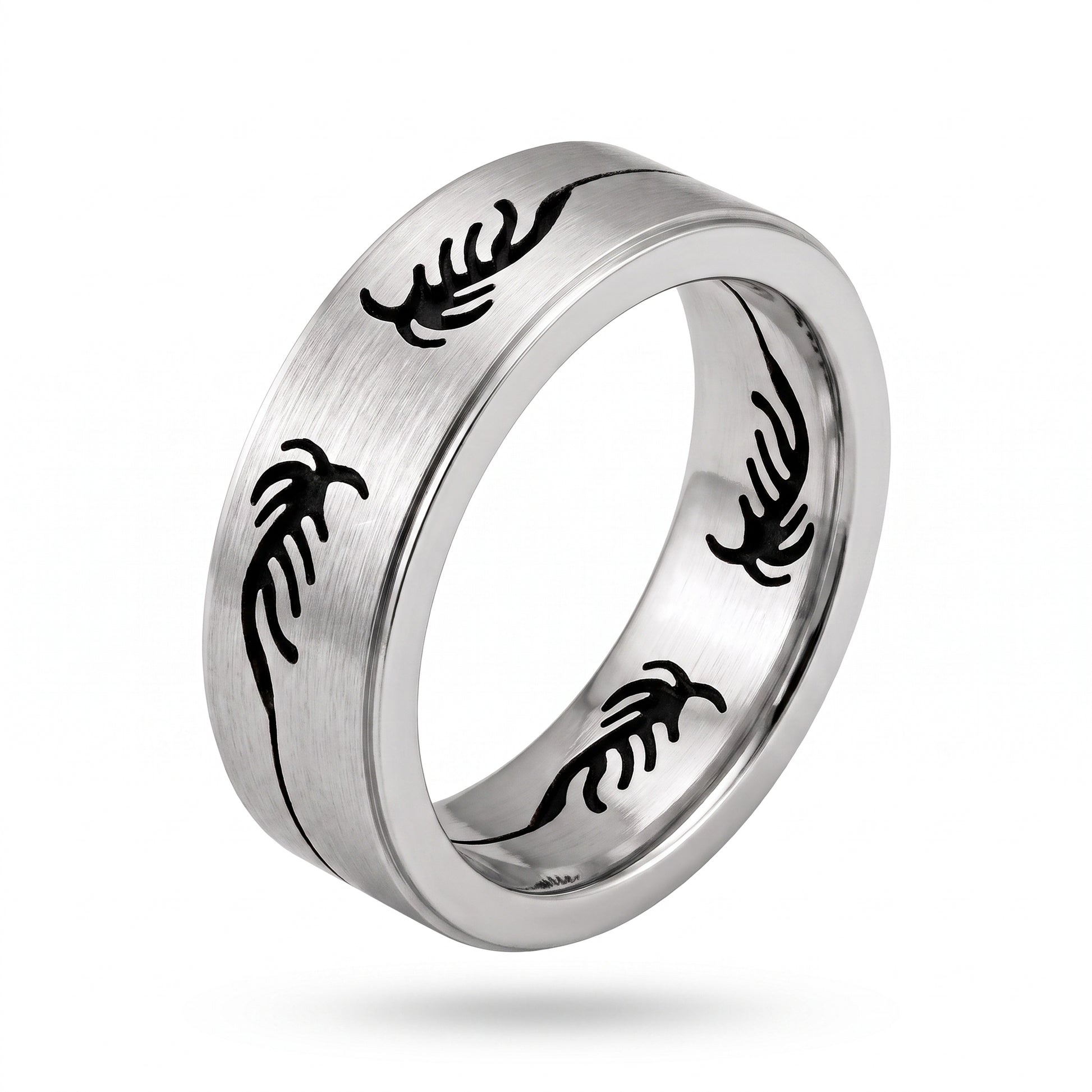 Herrenring Edelstahl Silber mit Skorpion-Muster