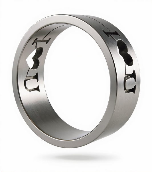 Herrenring Edelstahl Silber mit I Love You