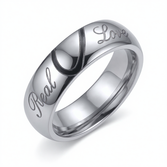 Herrenring Edelstahl Silber Real Love mit Herz