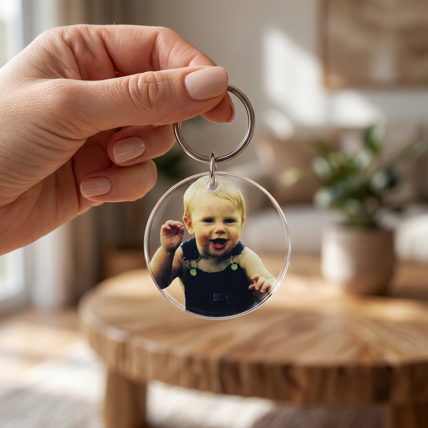 Schlüsselanhänger mit eigenem Foto | Acryl rund | Farbdruck in Fotoqualität | Personalisiertes Fotogeschenk zu Muttertag, Vatertag & Geburtstag
