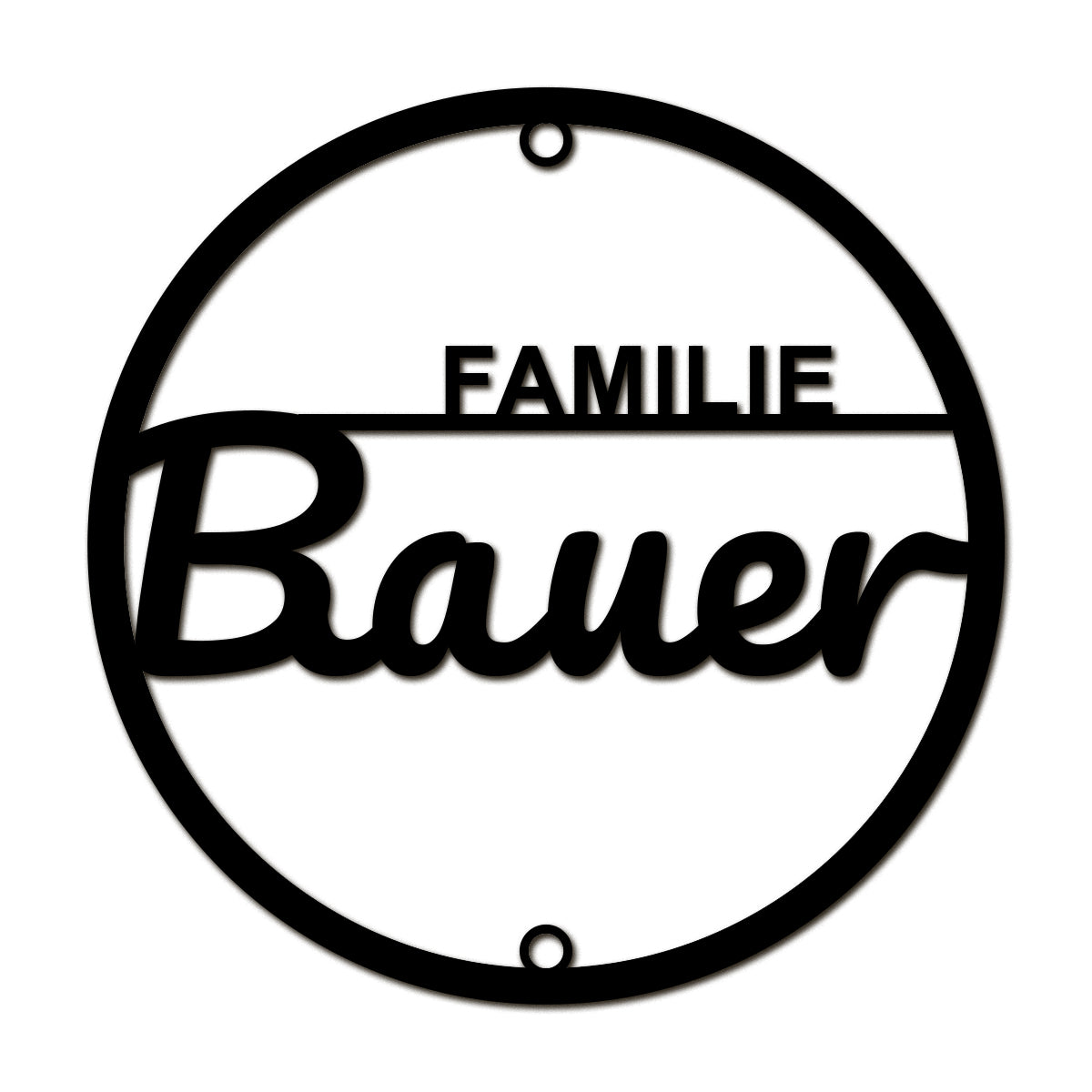 Elegantes Acrylschild rund – personalisiertes Namensschild mit „Familie [Name]“ – moderne Hausdeko für Eingang, Flur oder Wohnzimmer