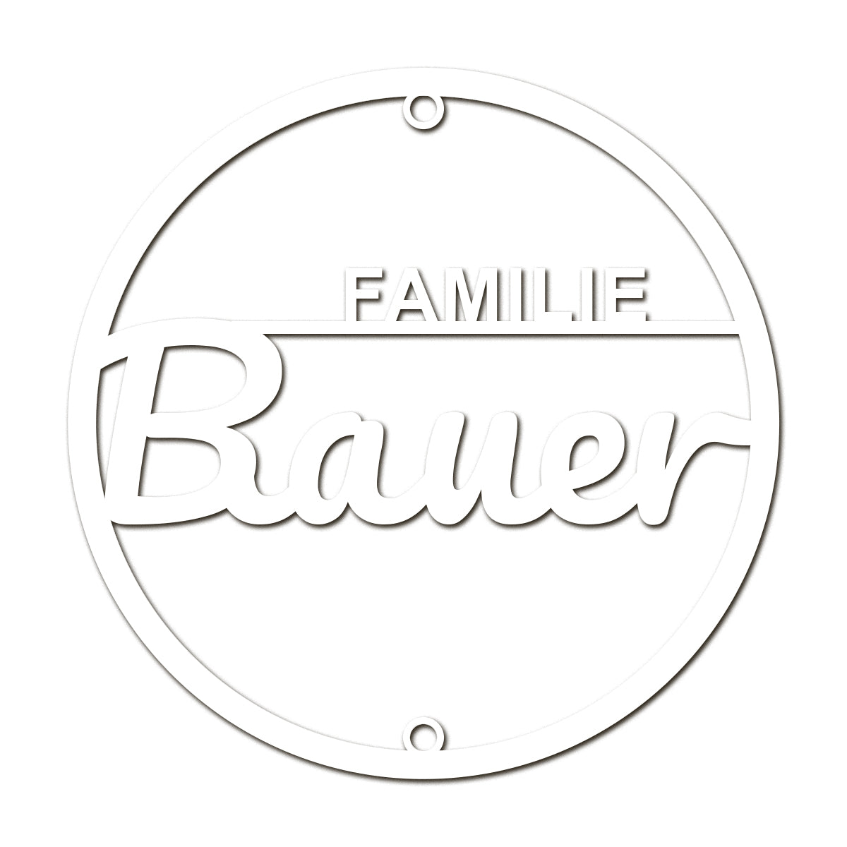 Elegantes Acrylschild rund – personalisiertes Namensschild mit „Familie [Name]“ – moderne Hausdeko für Eingang, Flur oder Wohnzimmer