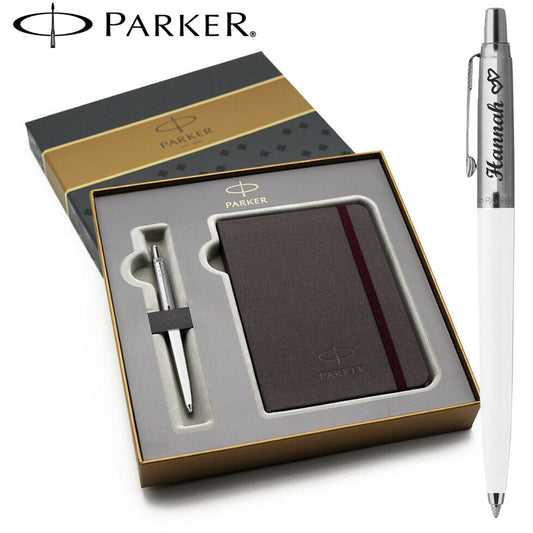 PARKER Geschenk Set JOTTER Kugelschreiber mit Wunschgravur und Parker Notizblock in Geschenkbox