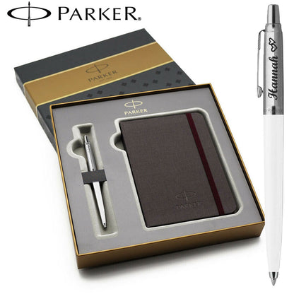 PARKER Geschenk Set JOTTER Kugelschreiber mit Wunschgravur und Parker Notizblock in Geschenkbox