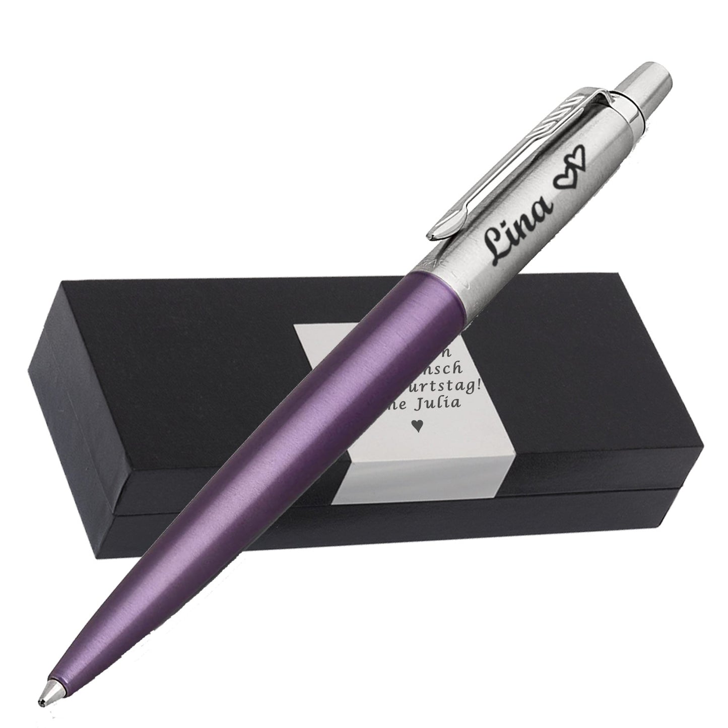 PARKER Jotter Core Victoria Violet Kugelschreiber mit Wunschgravur Geschenkbox mit Gravur