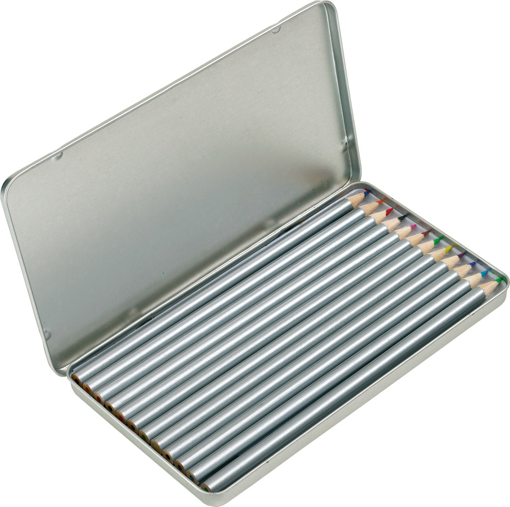 12 Lange Buntstifte in Box mit Gravur