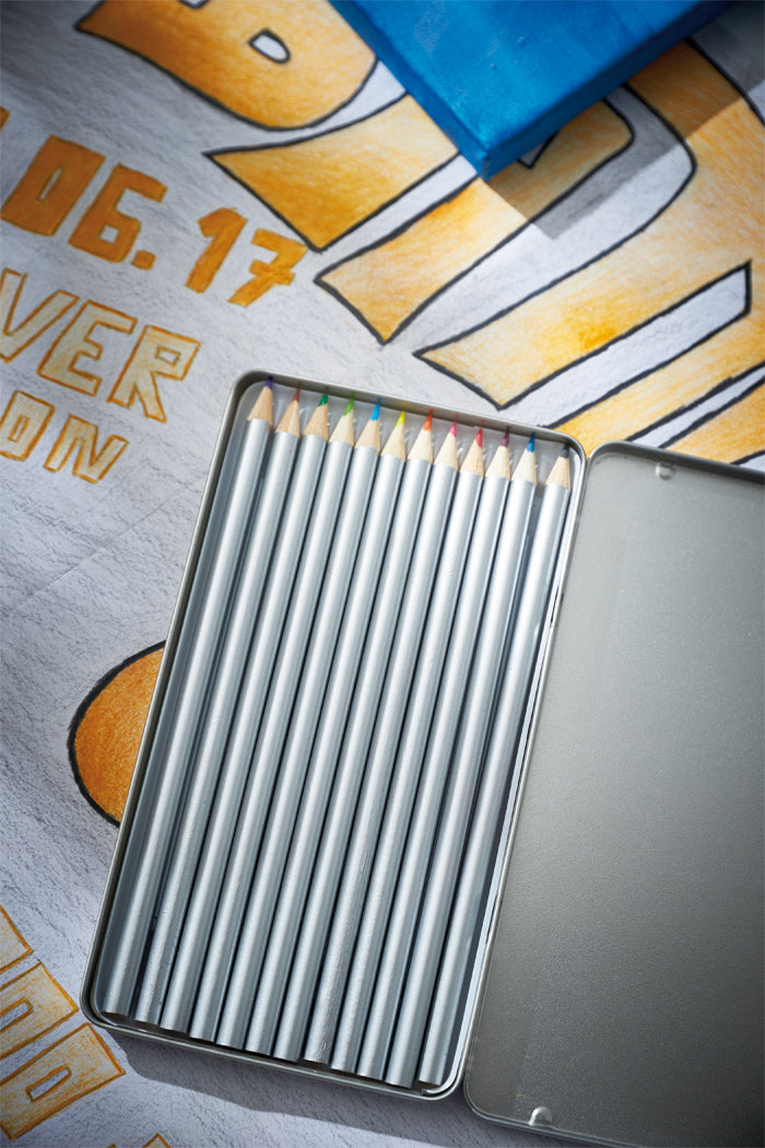 12 Lange Buntstifte in Box mit Gravur