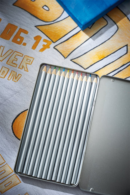 12 Lange Buntstifte in Box mit Gravur