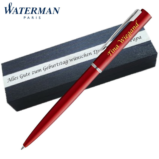 Waterman Allure Pastel Red Kugelschreiber | Wunschgravur auf Stift & Box | Messing