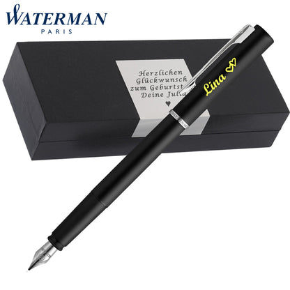 Waterman Allure Füller Black | Edelstahl | Füllfederhalter mit Wunschgravur