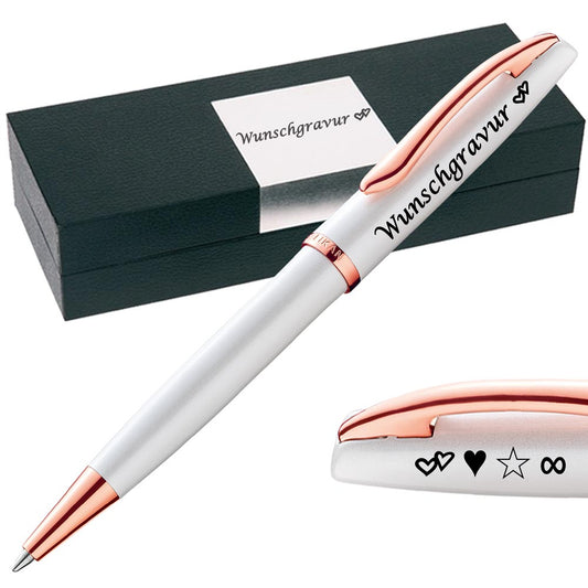PeIikan Kugelschreiber mit Gravur als Geschenk | Emoji Gravur | Kugelschreiber Jazz Noble Elegance Perlmutt Weiß