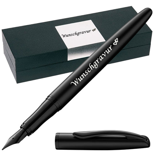 Pelikan Füllhalter Jazz® Noble Elegance mit Gravur als Geschenk | Emojis Gravur möglich | Farbe Carbon Schwarz | personalisiert mit Wunschgravur