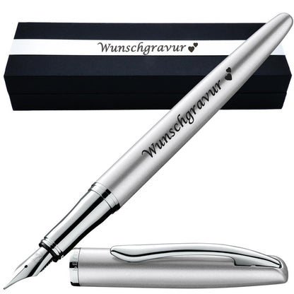 Pelikan Füllhalter Jazz® Noble Elegance mit Gravur als Geschenk | Emojis Gravur möglich | Farbe Silber | personalisiert mit Wunschgravur
