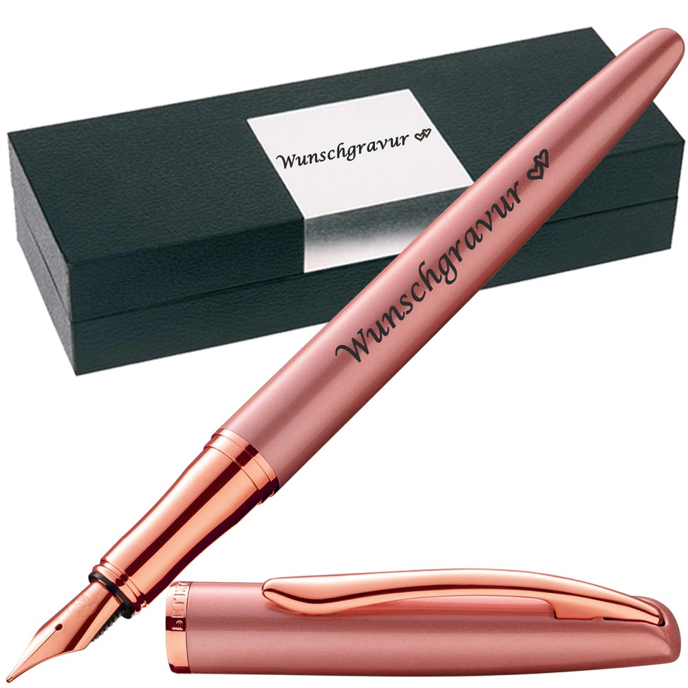 Pelikan Füllhalter Jazz® Noble Elegance mit Gravur als Geschenk | Symbole Gravur möglich | Farbe Pink Rose | personalisiert mit Wunschgravur