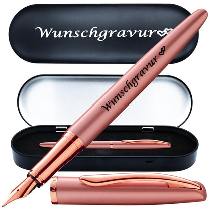 Pelikan Füllhalter Jazz® Noble Elegance mit Gravur als Geschenk | Emojis Gravur möglich | Farbe Pink Rose | personalisiert mit Wunschgravur