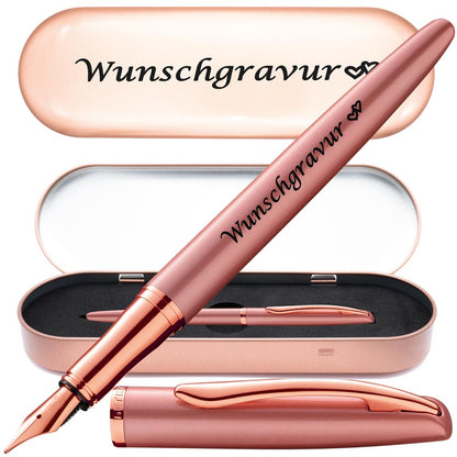 Pelikan Füllhalter Jazz® Noble Elegance mit Gravur als Geschenk | Emojis Gravur möglich | Farbe Pink Rose | personalisiert mit Wunschgravur
