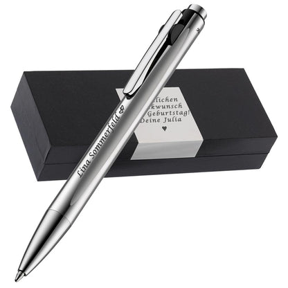 Pelikan Kugelschreiber Snap Silber Matt mit Wunschgravur inklusive Geschenkbox mit Gravur