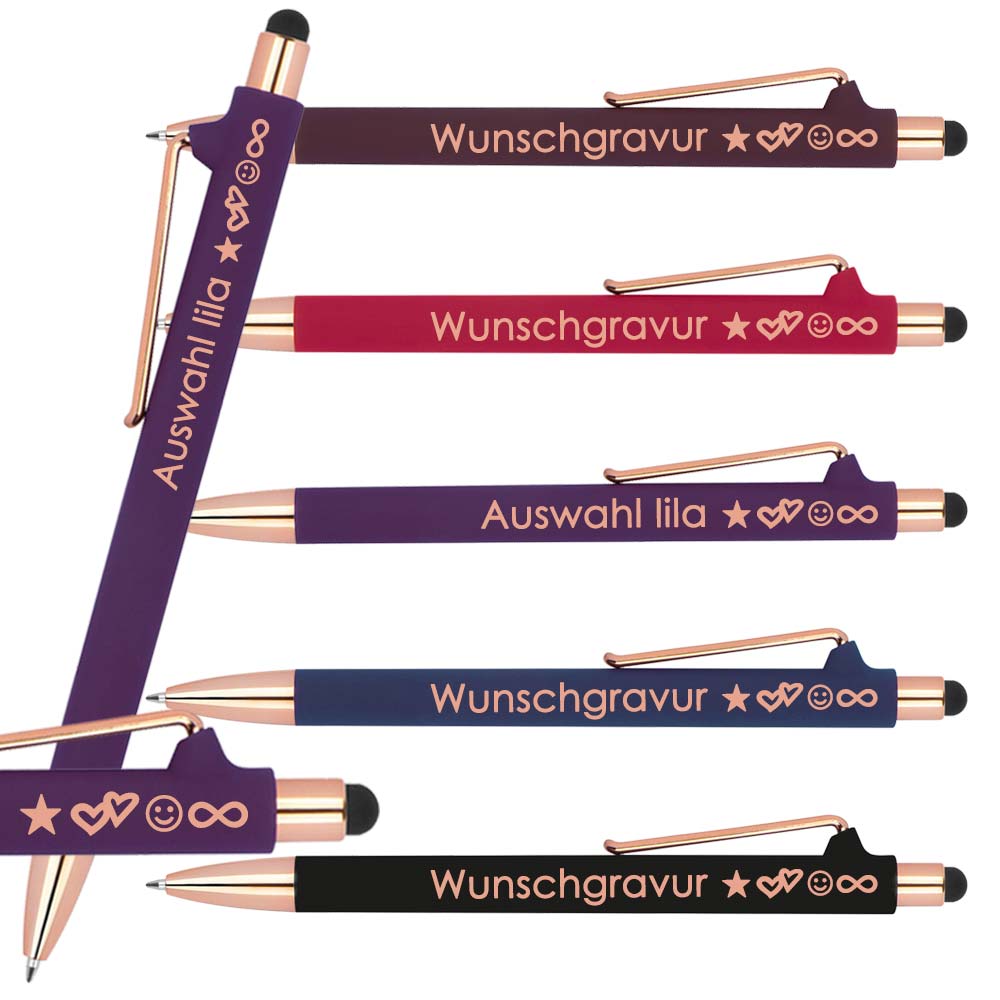 Kugelschreiber mit Gravur | blau schreibend | Touchfunktion | personalisierte Kullis | Werbegeschenk mit Gravur | Gravierter Kugelschreiber mit Name