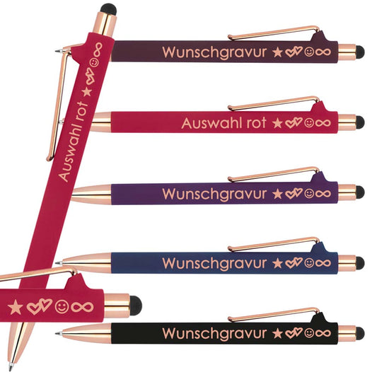 Kugelschreiber mit Gravur | blau schreibend | Touchfunktion | personalisierte Kullis | Werbegeschenk mit Gravur | Gravierter Kugelschreiber mit Name