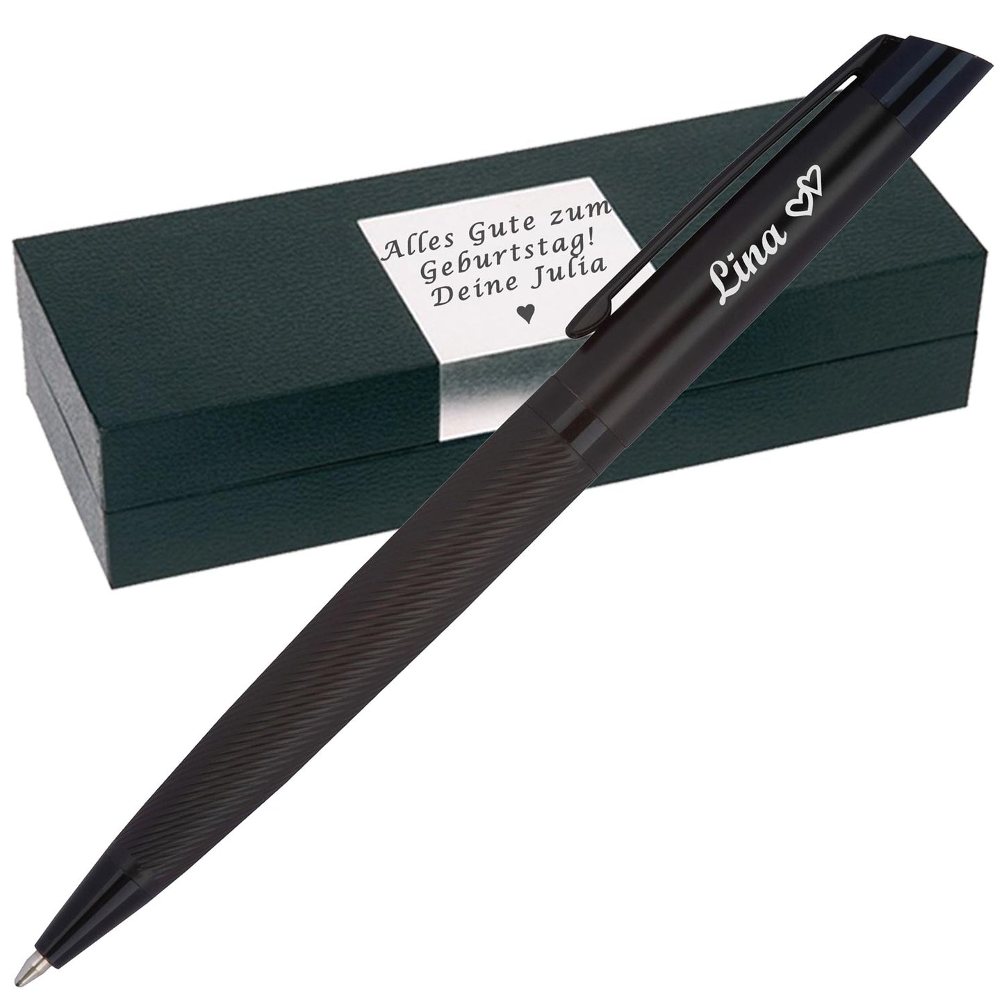 CrisMa Drehkugelschreiber aus Edelstahl mit Gravur | Geschenkbox inkl. Gravur | Edelstahl | blau schreibende Großraummine | mattes Design